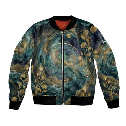 Egyptian Hapi Bomber Jacket God of the Nile Ankh Symbol Lotus Flowers and Sacred River Energy
