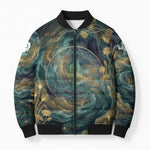 Egyptian Hapi Bomber Puffer Jacket God of the Nile Ankh Symbol Lotus Flowers and Sacred River Energy