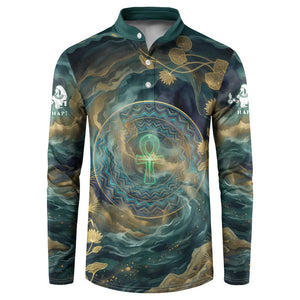 Egyptian Hapi Button Sweatshirt God of the Nile Ankh Symbol Lotus Flowers and Sacred River Energy