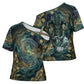 Egyptian Hapi Cross Shoulder Shirt God of the Nile Ankh Symbol Lotus Flowers and Sacred River Energy