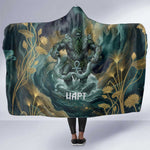 Egyptian Hapi Hooded Blanket God of the Nile Ankh Symbol Lotus Flowers and Sacred River Energy