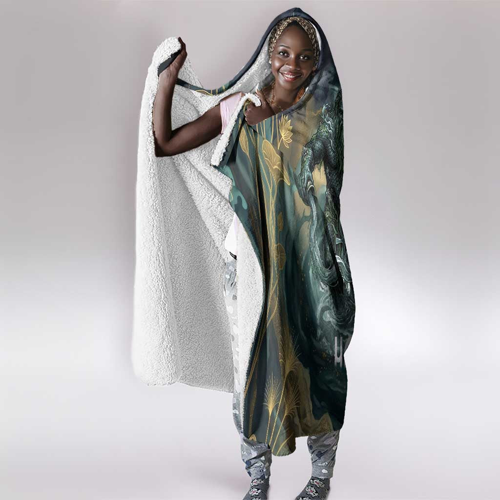 Egyptian Hapi Hooded Blanket God of the Nile Ankh Symbol Lotus Flowers and Sacred River Energy