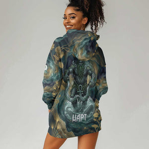 Egyptian Hapi Hoodie Dress God of the Nile Ankh Symbol Lotus Flowers and Sacred River Energy