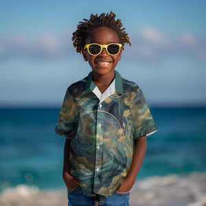 Egyptian Hapi Kid Hawaiian Shirt God of the Nile Ankh Symbol Lotus Flowers and Sacred River Energy
