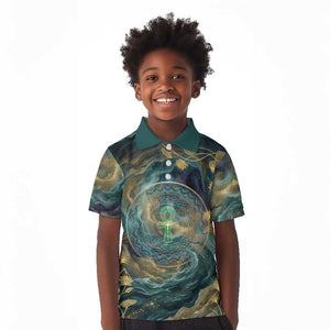 Egyptian Hapi Kid Polo Shirt God of the Nile Ankh Symbol Lotus Flowers and Sacred River Energy