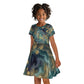 Egyptian Hapi Kid Short Sleeve Dress God of the Nile Ankh Symbol Lotus Flowers and Sacred River Energy