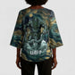 Egyptian Hapi Kimono Sleeve Blouse God of the Nile Ankh Symbol Lotus Flowers and Sacred River Energy