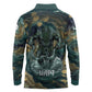Egyptian Hapi Long Sleeve Polo Shirt God of the Nile Ankh Symbol Lotus Flowers and Sacred River Energy