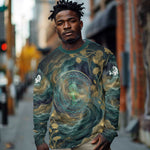 Egyptian Hapi Long Sleeve Shirt God of the Nile Ankh Symbol Lotus Flowers and Sacred River Energy
