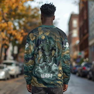 Egyptian Hapi Long Sleeve Shirt God of the Nile Ankh Symbol Lotus Flowers and Sacred River Energy