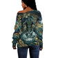 Egyptian Hapi Off Shoulder Sweater God of the Nile Ankh Symbol Lotus Flowers and Sacred River Energy