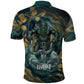 Egyptian Hapi Polo Shirt God of the Nile Ankh Symbol Lotus Flowers and Sacred River Energy