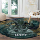 Egyptian Hapi Round Carpet God of the Nile Ankh Symbol Lotus Flowers and Sacred River Energy