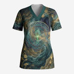 Egyptian Hapi Scrub Top God of the Nile Ankh Symbol Lotus Flowers and Sacred River Energy