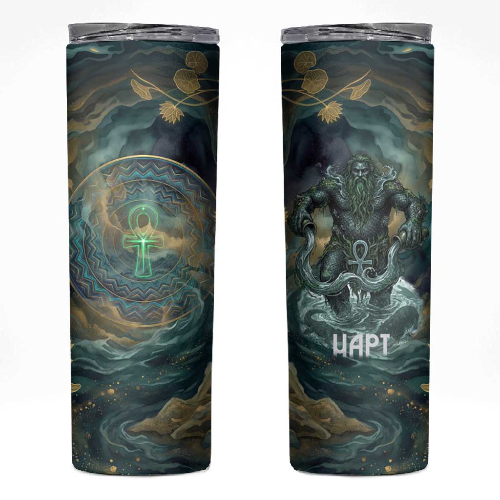 Egyptian Hapi Skinny Tumbler God of the Nile Ankh Symbol Lotus Flowers and Sacred River Energy