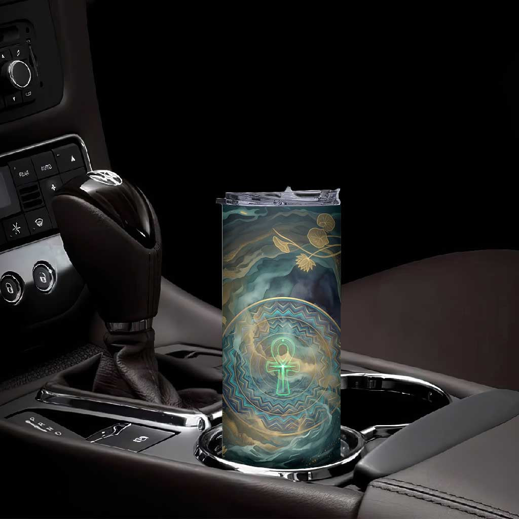 Egyptian Hapi Skinny Tumbler God of the Nile Ankh Symbol Lotus Flowers and Sacred River Energy