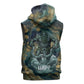 Egyptian Hapi Sleeveless Hoodie God of the Nile Ankh Symbol Lotus Flowers and Sacred River Energy