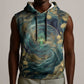 Egyptian Hapi Sleeveless Hoodie God of the Nile Ankh Symbol Lotus Flowers and Sacred River Energy