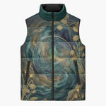 Egyptian Hapi Sleeveless Puffer Jacket God of the Nile Ankh Symbol Lotus Flowers and Sacred River Energy