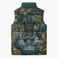 Egyptian Hapi Sleeveless Puffer Jacket God of the Nile Ankh Symbol Lotus Flowers and Sacred River Energy