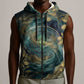 Egyptian Hapi Sleeveless Zip Hoodie God of the Nile Ankh Symbol Lotus Flowers and Sacred River Energy