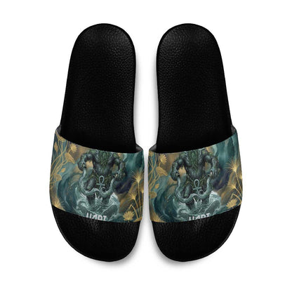 Egyptian Hapi Slide Sandals God of the Nile Ankh Symbol Lotus Flowers and Sacred River Energy