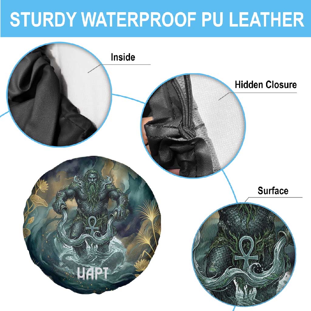 Egyptian Hapi Spare Tire Cover God of the Nile Ankh Symbol Lotus Flowers and Sacred River Energy