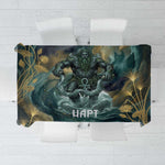 Egyptian Hapi Tablecloth God of the Nile Ankh Symbol Lotus Flowers and Sacred River Energy