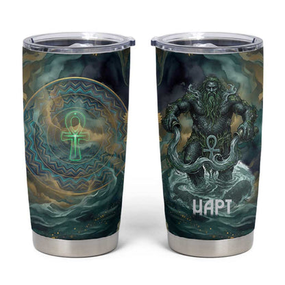 Egyptian Hapi Tumbler Cup God of the Nile Ankh Symbol Lotus Flowers and Sacred River Energy