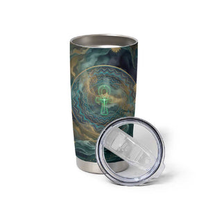 Egyptian Hapi Tumbler Cup God of the Nile Ankh Symbol Lotus Flowers and Sacred River Energy