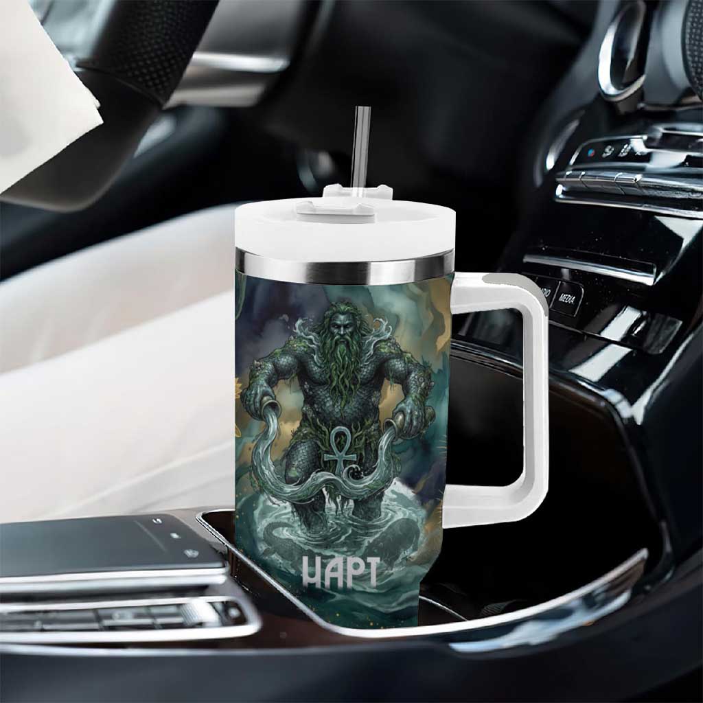 Egyptian Hapi Tumbler With Handle God of the Nile Ankh Symbol Lotus Flowers and Sacred River Energy