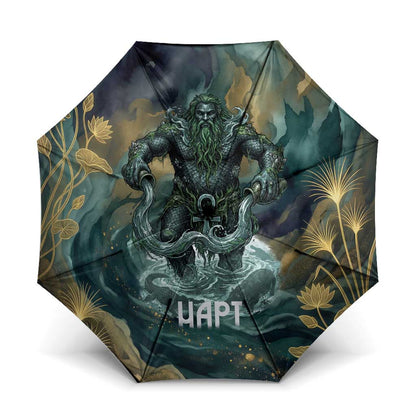 Egyptian Hapi Umbrella God of the Nile Ankh Symbol Lotus Flowers and Sacred River Energy