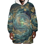 Egyptian Hapi Wearable Blanket Hoodie God of the Nile Ankh Symbol Lotus Flowers and Sacred River Energy