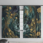 Egyptian Hapi Window Curtain God of the Nile Ankh Symbol Lotus Flowers and Sacred River Energy