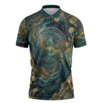 Egyptian Hapi Zipper Polo Shirt God of the Nile Ankh Symbol Lotus Flowers and Sacred River Energy
