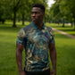 Egyptian Hapi Zipper Polo Shirt God of the Nile Ankh Symbol Lotus Flowers and Sacred River Energy