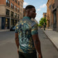 Egyptian Hapi Zipper Polo Shirt God of the Nile Ankh Symbol Lotus Flowers and Sacred River Energy