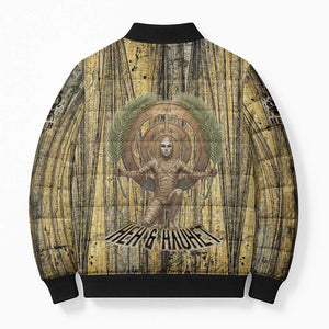 Heh and Hauhet Egyptian Bomber Puffer Jacket Timeless Gods Design Infinity Serpent and Divine Balance Ancient