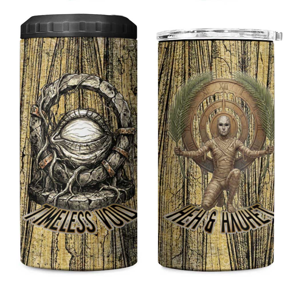 Heh and Hauhet Egyptian 4 in 1 Can Cooler Tumbler Timeless Gods Design Infinity Serpent and Divine Balance Ancient