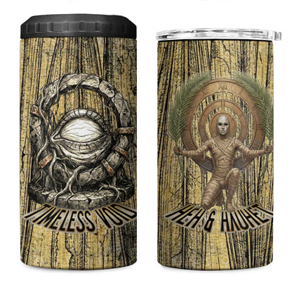 Heh and Hauhet Egyptian 4 in 1 Can Cooler Tumbler Timeless Gods Design Infinity Serpent and Divine Balance Ancient