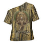 Heh and Hauhet Egyptian Cross Shoulder Shirt Timeless Gods Design Infinity Serpent and Divine Balance Ancient