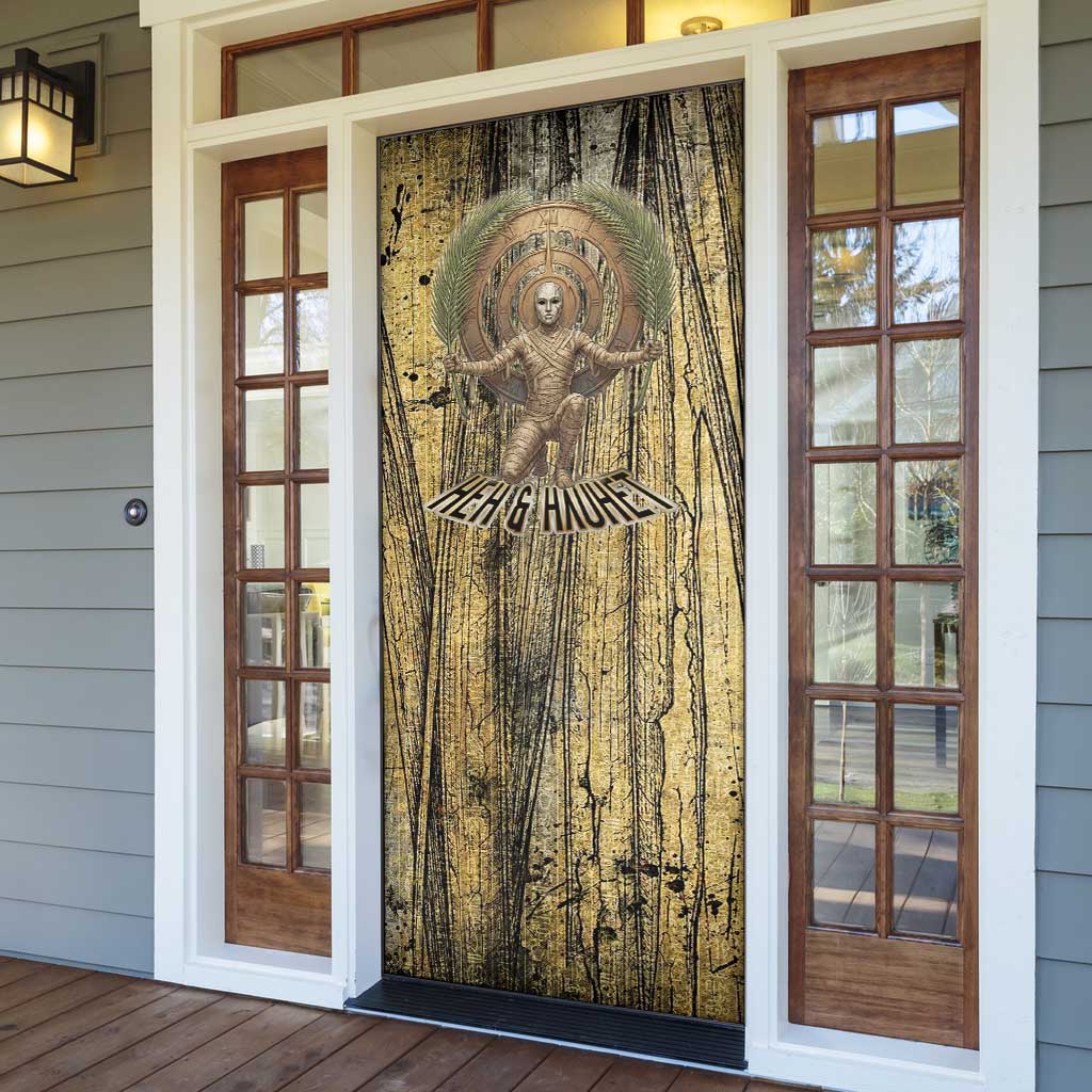 Heh and Hauhet Egyptian Door Cover Timeless Gods Design Infinity Serpent and Divine Balance Ancient