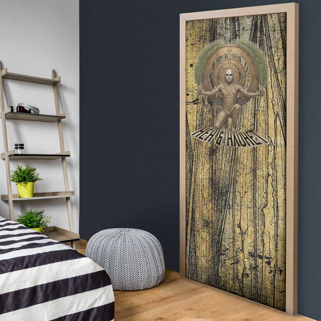 Heh and Hauhet Egyptian Door Cover Timeless Gods Design Infinity Serpent and Divine Balance Ancient