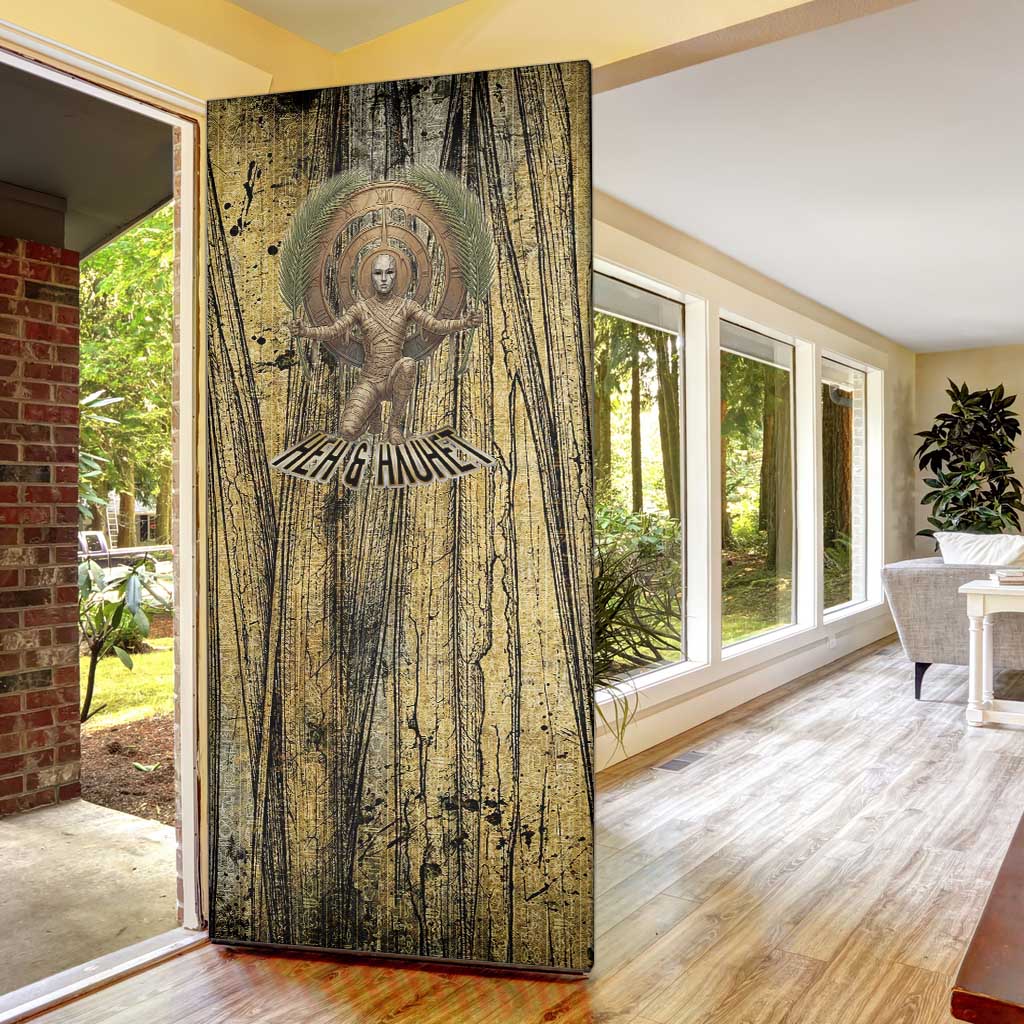 Heh and Hauhet Egyptian Door Cover Timeless Gods Design Infinity Serpent and Divine Balance Ancient