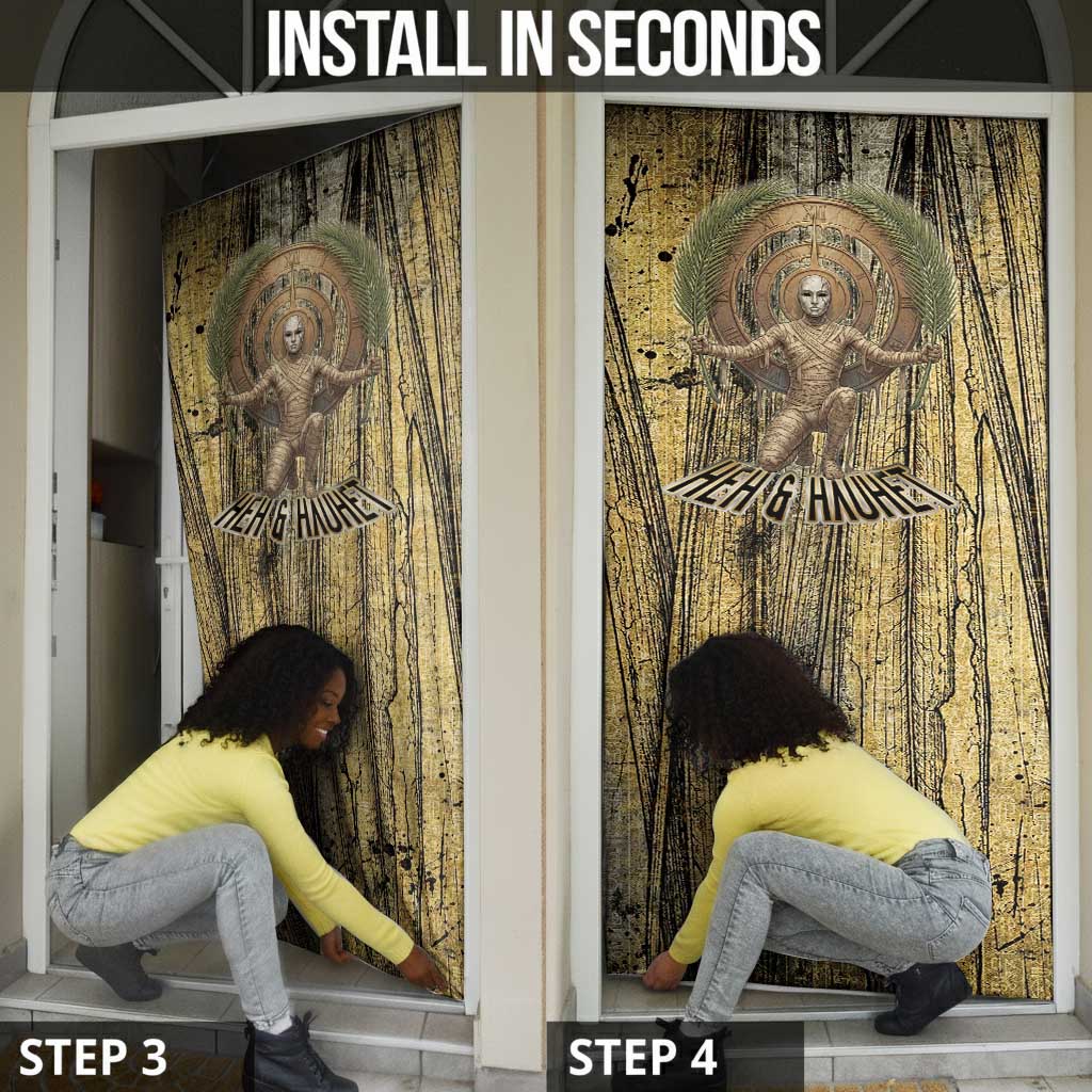 Heh and Hauhet Egyptian Door Cover Timeless Gods Design Infinity Serpent and Divine Balance Ancient