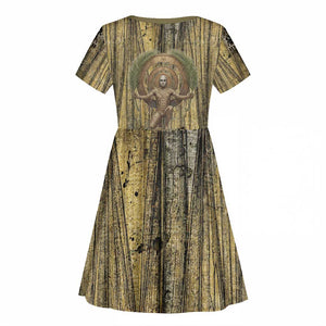 Heh and Hauhet Egyptian Kid Short Sleeve Dress Timeless Gods Design Infinity Serpent and Divine Balance Ancient
