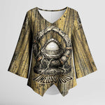 Heh and Hauhet Egyptian Kimono Sleeve Blouse Timeless Gods Design Infinity Serpent and Divine Balance Ancient
