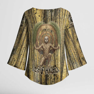 Heh and Hauhet Egyptian Kimono Sleeve Blouse Timeless Gods Design Infinity Serpent and Divine Balance Ancient