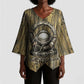 Heh and Hauhet Egyptian Kimono Sleeve Blouse Timeless Gods Design Infinity Serpent and Divine Balance Ancient
