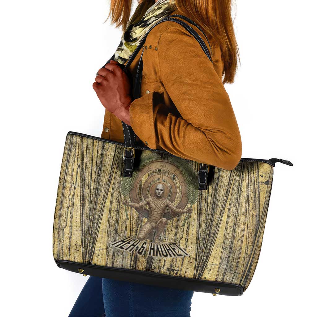 Heh and Hauhet Egyptian Leather Tote Bag Timeless Gods Design Infinity Serpent and Divine Balance Ancient